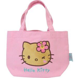 Hawaiian Pink Hello Kitty Mini Tote Bag — Cute Canvas Cosmetic & Storage Bag